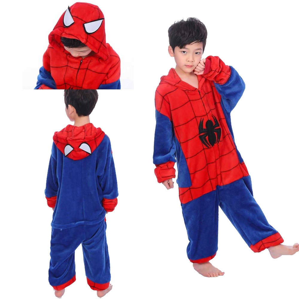 Spiderman Pajamas Jumpsuit Cosplay Superhero Adult Kid Sleepwear
